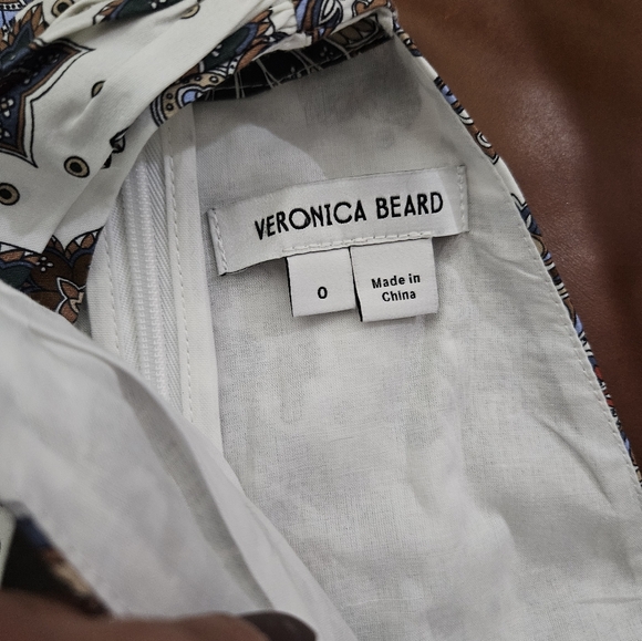 Veronica Beard Drey Kaleidoscope-Print Top Women's 0 Off-White Multi Zip Closure - Picture 3 of 5